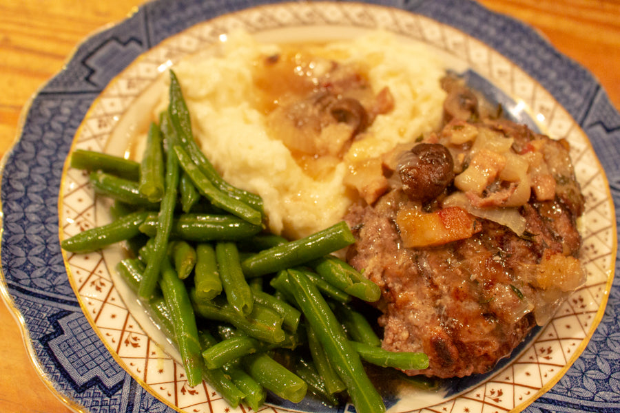 Hamburger Steak with Onion Mushroom Gravy Augustus Ranch Meat Company