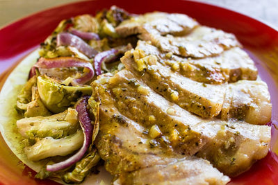 BAKED HONEY MUSTARD PORK CHOPS WITH ROASTED BRUSSEL SPROUTS